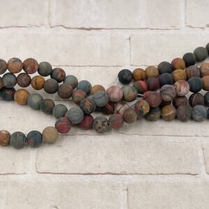 Matte Picasso Jasper Round Bead Strand Jewelry Making Supplies